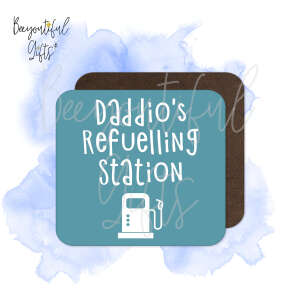 Personalised Refulling Station - High Gloss Square Wooden Coaster - Daddio