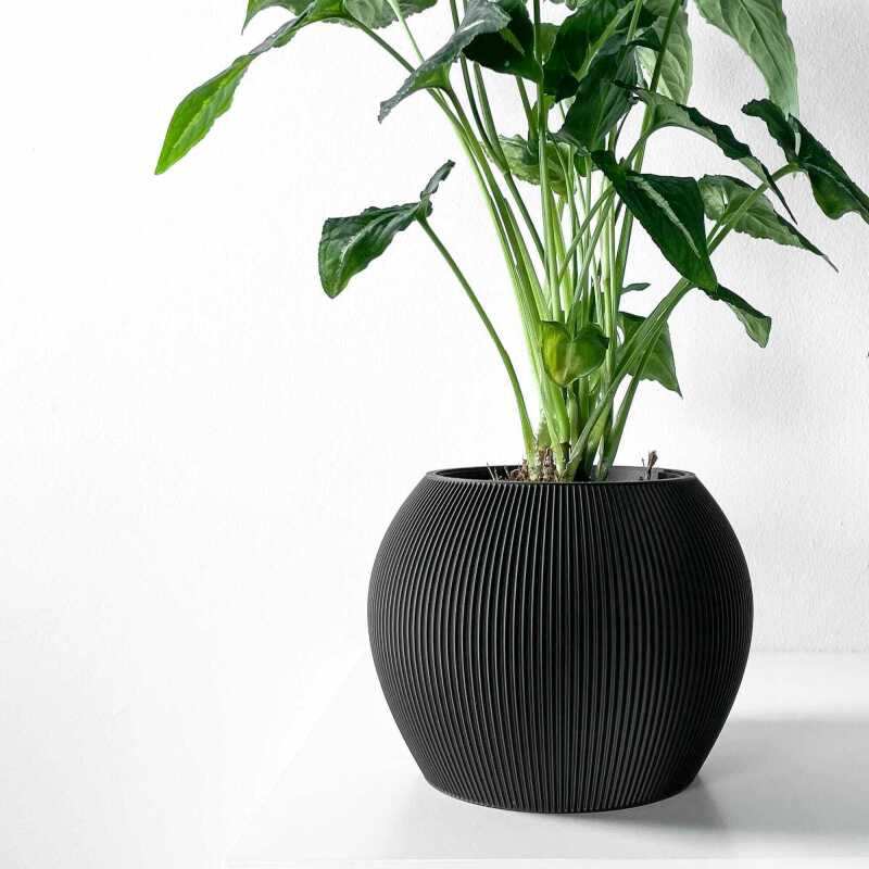 The Melfi Planter Pot with Drainage Tray & Stand Included - Matte Dark Green - 3"