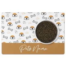 Personalised Pet Bowl Spill Mat - Bones & Pet Bowls