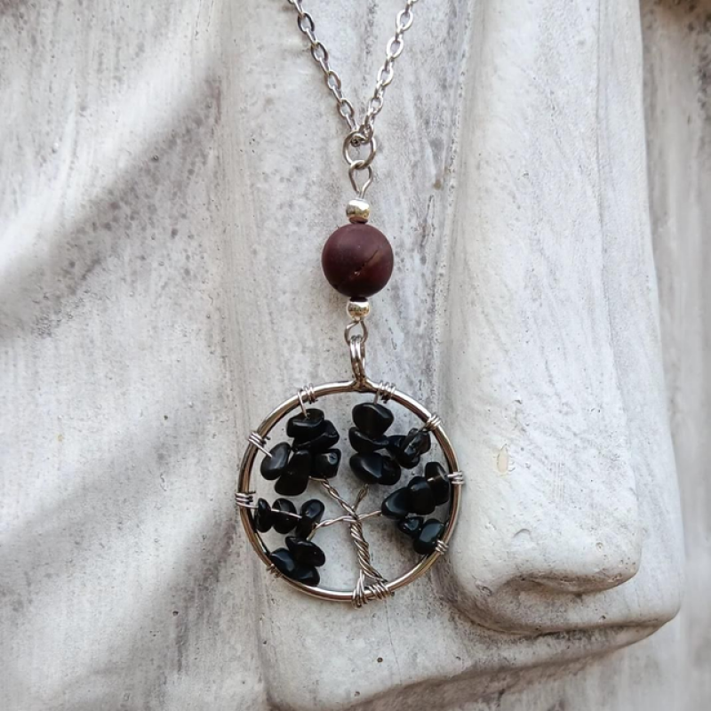 Mookaite and Black Obsidian Necklace - Calming