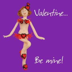 Holy Mackerel heart bikini funny be mine Valentines day card - designed by artist Erica Sturla - 15cm square and blank inside for your message - made in the UK