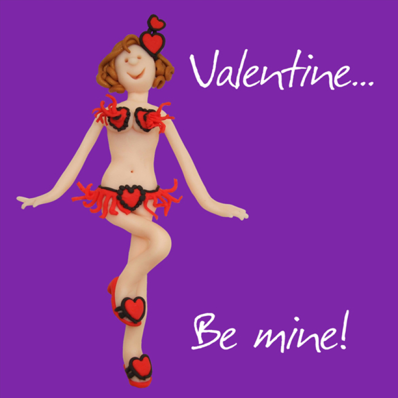 Holy Mackerel heart bikini funny be mine Valentines day card - designed by artist Erica Sturla - 15cm square and blank inside for your message - made in the UK