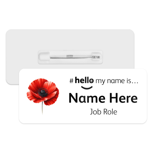 #hello my name is... Name Badge - Red Poppy