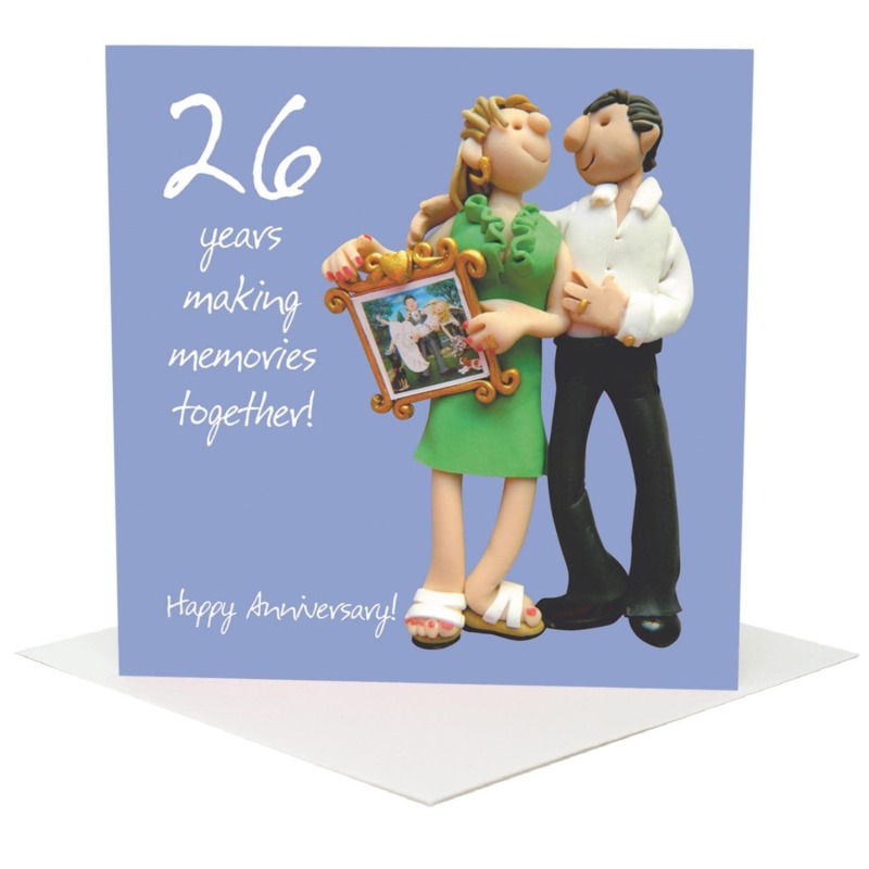 26th anniversary card (pictures anniversary) - designed by Erica Sturla - 15cm square and blank inside, made in the UK
