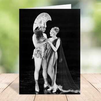 Roman couple - vintage black and white themed card - 12.6 x 17.7cm and blank inside - made in the UK