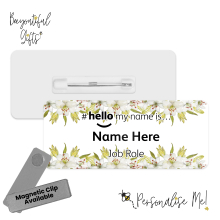 #hello my name is... Name Badge - White Lily Border