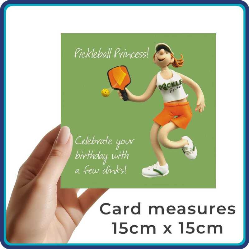 Funny Pickleball Birthday Card - Pickleball Princess - Polymer Clay Art by Erica Sturla - UK