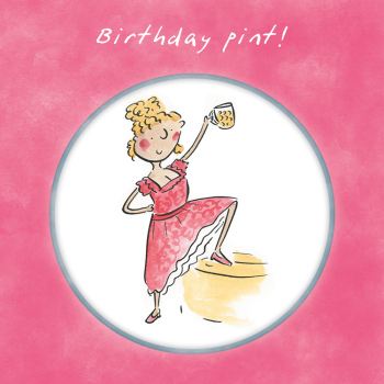 Holy Mackerel Birthday pint, a 15cm square birthday card featuring Rosie Brooks artwork, blank inside for your message