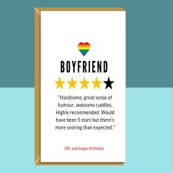 Funny LGBT Boyfriend Birthday Card - Personalised - Snoring - For Him - BF - On his birthday