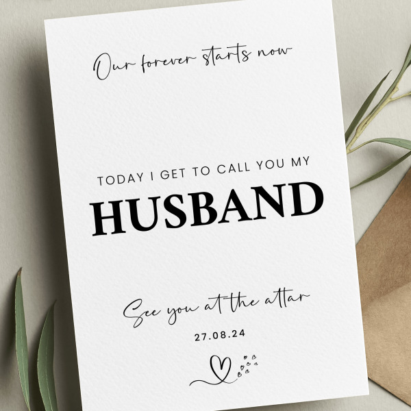 To my husband to be Wedding Day Card - Small (Approx. A6 | 105mm x 148mm | 4.1in x 5.8in) - Standard Smooth Card