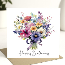 Floral Birthday Cards - Bright Colourful Floral Card - Standard Smooth Card