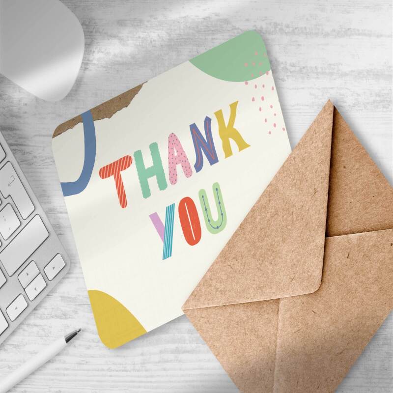 Printed Thank You / Note Postcards Multicoloured Fancy with Envelope | A6 Size Format | Small Business, Gifts, Events - Squared (No Env) - 8