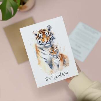 Birthday Card For Dad Card for Fathers Day Birthday Card For Her Birthday Gift For Dad Happy Birthday Card For Dad with Tiger Illustration