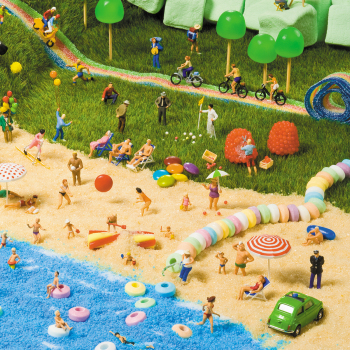 Holy Mackerel Seaside sweeties, a sweet themed Minimiam blank greetings card, 150mm square, printed in the UK on board from sustainable sources