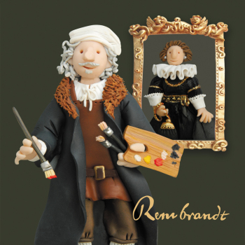 Rembrandt, an art themed greetings card from Erica Sturla's Artist at Work range, 150mm square and blank inside for your message
