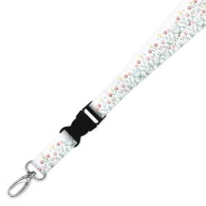 Double Breakaway Lanyard - Watercolour Spring Flowers