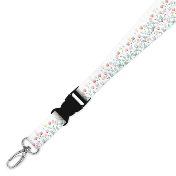 Double Breakaway Lanyard - Watercolour Spring Flowers