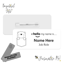 Name Badge - Animal Pocket Monochrome Hello My Name is... - Design 1 - Bear