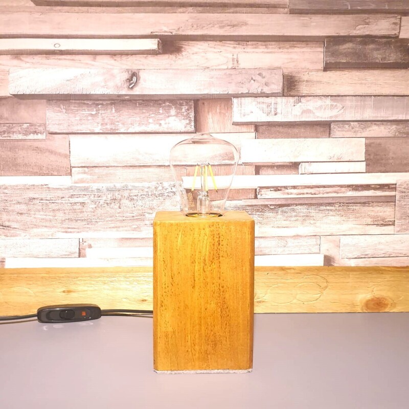 Buy2get3rd free - Large - Rustic Industrial Lamp Inset - Reclaimed Wood - Quirky Square Rectangle - Desk Lamp Table Lamp - Bedside Lamp - Man/She Cave - Handmade
