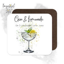 Drink Ingredient Coaster - Gin & Lemonade