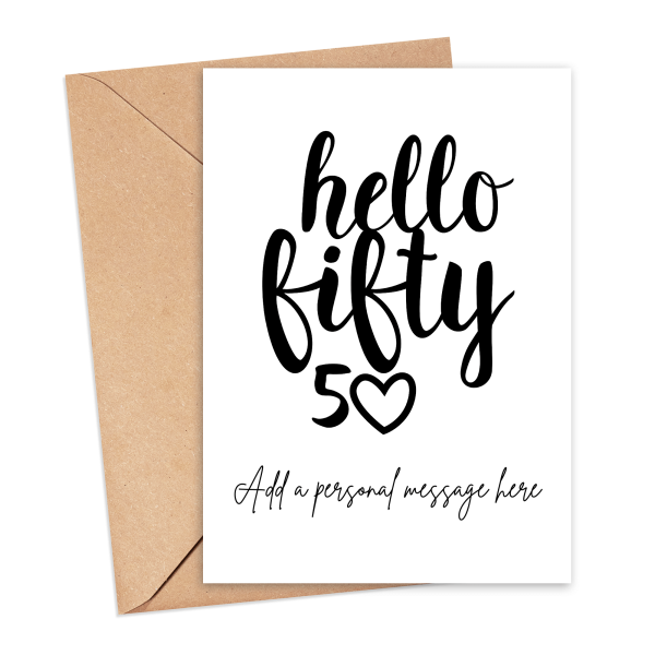 Personalised Birthday Card - Hello Fifty - Small (A6)