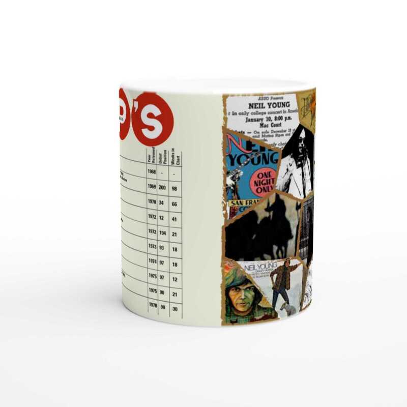 Neil Young Inspired Mosaic of First Ten Albums in USA Mug
