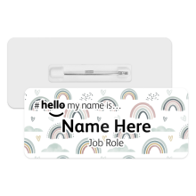 #hello my name is... Name Badge - Pastel Rainbows, Hearts & Clouds