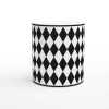 Black Checkerboard Diamond Coffee Mug - Ceramic White