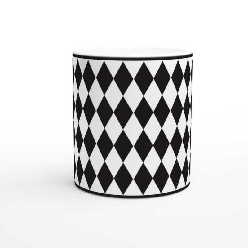 Black Checkerboard Diamond Coffee Mug - Ceramic White