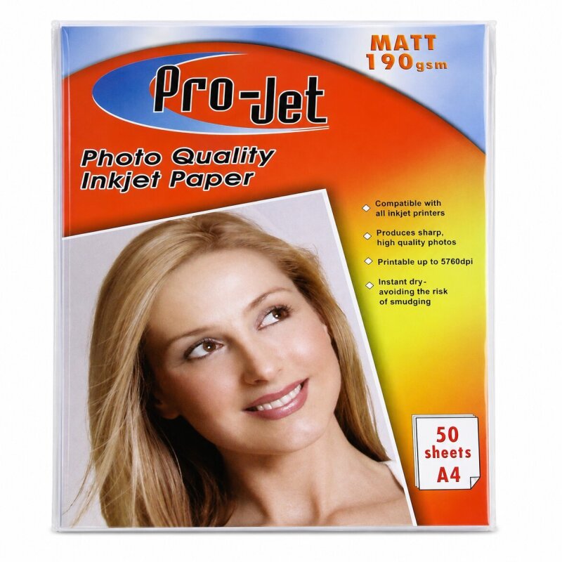 Projet A4 190gsm Single Sided Matte -  50 Sheets