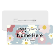 #hello my name is... Name Badge - Retro Daisy Background