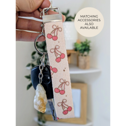 Cherries & Bows Wristlet Keychain