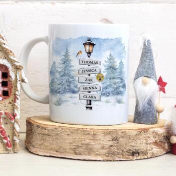 Personalised Family Christmas Sign Post Mug