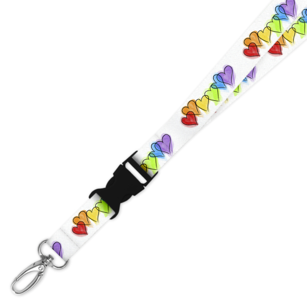 Double Breakaway Lanyard - Rainbow Hearts