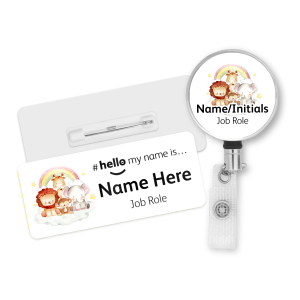 #hello my name is... Name Badge & Metal ID Reel - Watercolour Cute Animals