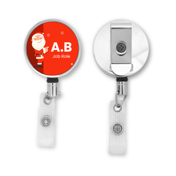 Personalised Metal ID Reel - Peeping Santa