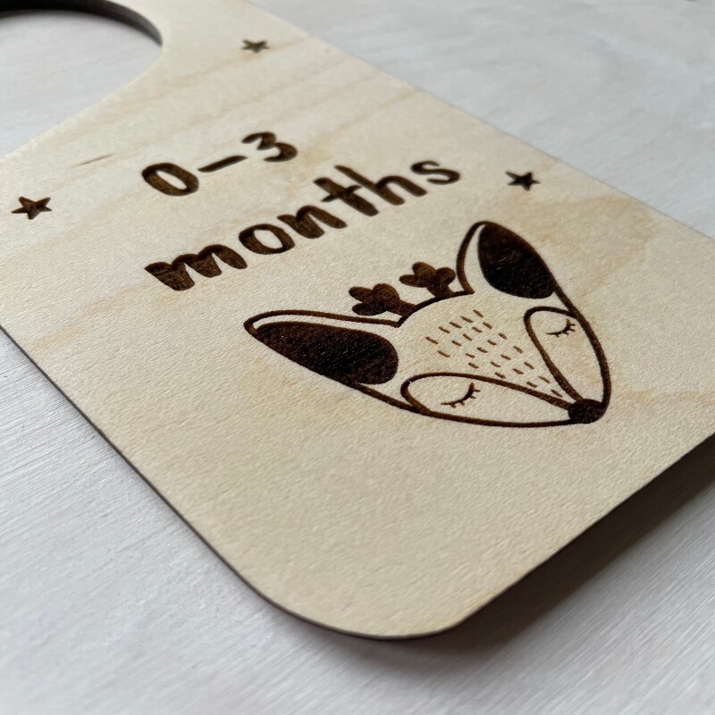 Set of 5 Wooden Baby Wardrobe Dividers / Newborn to 12 Months | Nursery Wardrobe Organisation /