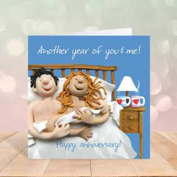 You and me wedding anniversary card - designed by Erica Sturla - 15cm square and blank inside, made in the UK