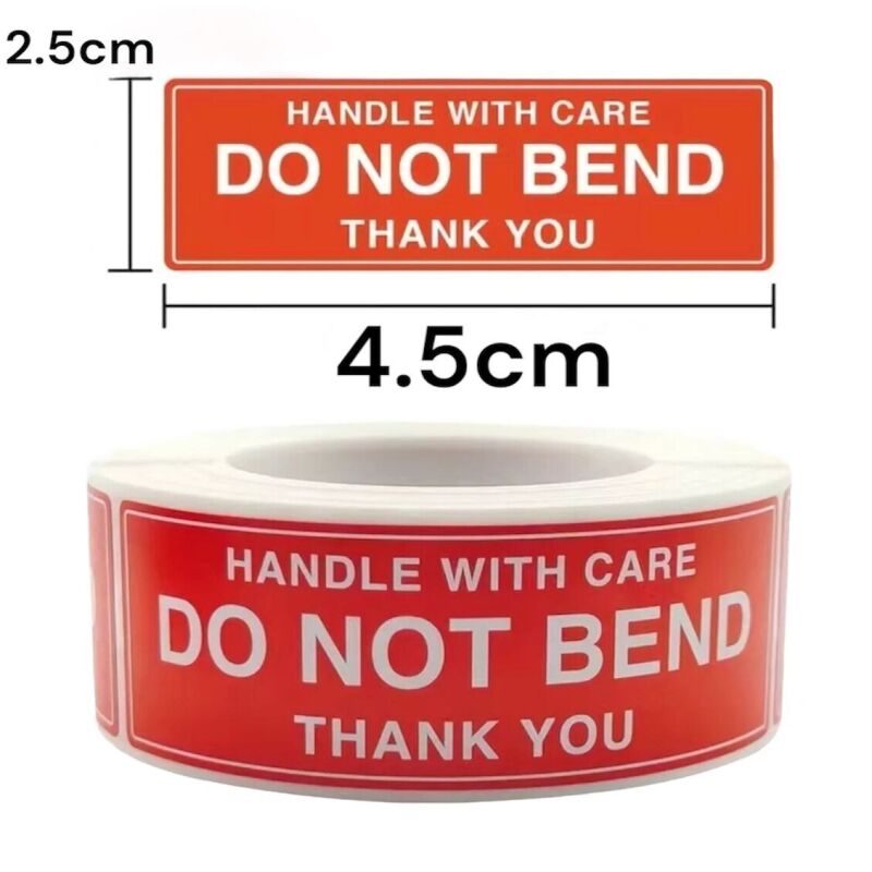 250 Handle with Care Do Not Bend Thank You Labels on a Roll