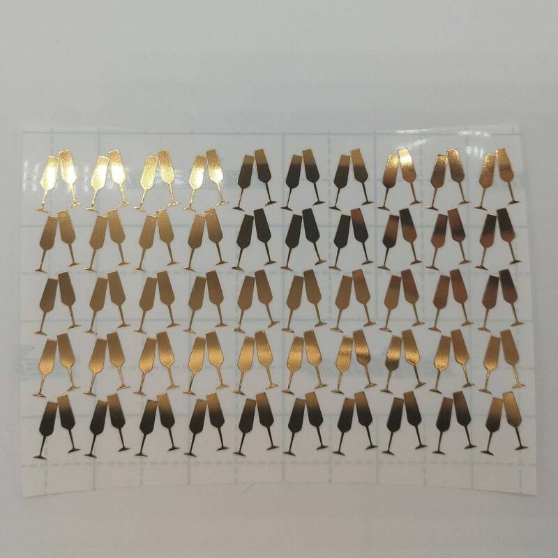 100 Champagne Flute Stickers for Weddings or Celebrations