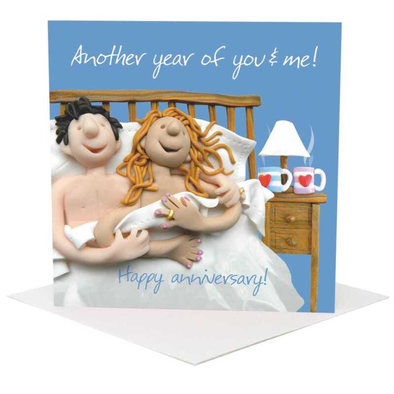 You and me wedding anniversary card - designed by Erica Sturla - 15cm square and blank inside, made in the UK
