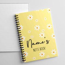 Personalised A5 Notebook - Daisy Background - Lemon