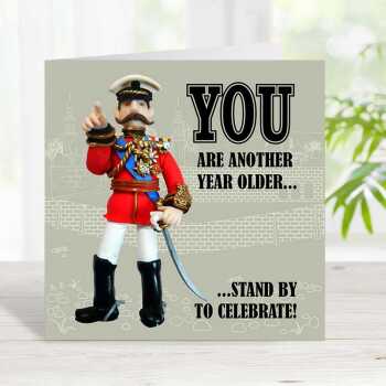 YOU are another year older - Lord Kitchener themed birthday card - designed by Erica Sturla - 15cm square and blank inside, made in the UK