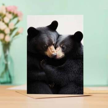 Anniversary Card – Cuddling Bears Love Card for Husband, Wife, Boyfriend, or Girlfriend