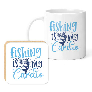 Fishing Mug & Coaster Set - Fishing Is My Cardio
