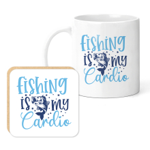 Fishing Mug & Coaster Set - Fishing Is My Cardio