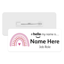 #hello my name is... Name Badge - Pink Boho Rainbow