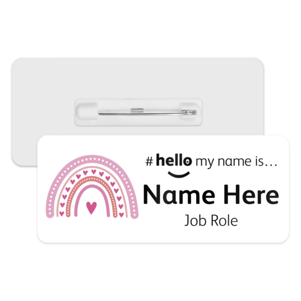#hello my name is... Name Badge - Pink Boho Rainbow