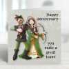 Robin Hood and Marian themed anniversary card- designed by Erica Sturla - 15cm square and blank inside, made in the UK