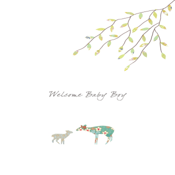 Holy Mackerel deer themed new baby boy card - designed by Eloise Hall - 15.7 x 11cm and blank inside
